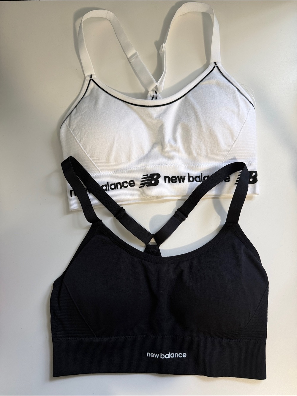 New Balance Black and White Racerback Sports Bras Duo